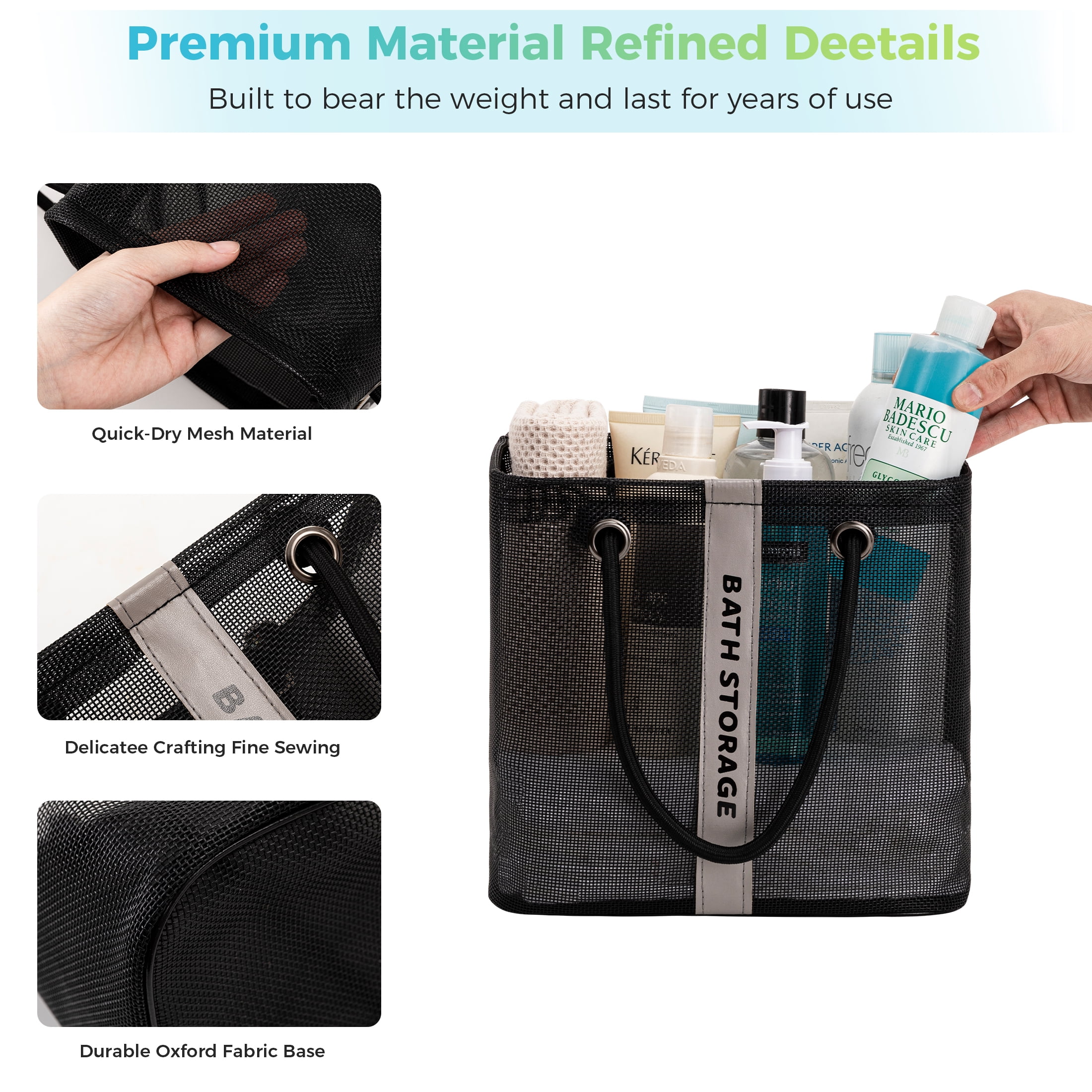 Siaomo Mesh Shower Caddy, Bathroom Caddy, Portable Shower Basket Bag for College Dorm Bathroom Gym C(图3)