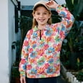 thumbnail image 2 of Uorisanigo Girls Half Zip Pullover Sweatshirt Soft Long Sleeve Pullover Crop Top Oversized Vibrant Floral Print School Quarter Zipper Cropped Sweatshirt Fall Spring Outfits Clothes, 2 of 7