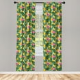 thumbnail image 4 of Ambesonne Hawaiian Window Curtains, Summer Art Motif Flamingos, Each 28" W x 95" L, Pale Green and Multicolor, 4 of 4