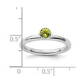 thumbnail image 2 of 925 Sterling Silver Bezel Polished Stackable High 4mm Round Peridot Ring Size 7 Stackable Ring for Women, 2 of 2