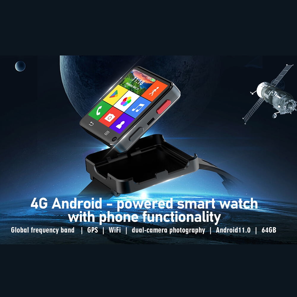 Rainbuvvy 4G Android Smart Watch 2.64 inch Single SIM card MTK6761 4GB 64GB GPS Bluetooth 5.0 Built-in Android 11.0 WIFi with dual camera 2MP/8MP Compass function 1200mAh type-c sports watch