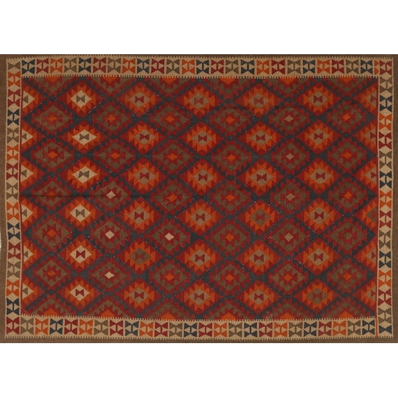 Ahgly Company Machine Washable Indoor Rectangle Traditional Dark Sienna Brown Area Rugs, 8' x 12'