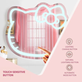 thumbnail image 3 of Espejo de pared de maquillaje para chica con pantalla táctil inteligente de Hello Kitty, espejo LED de cristal con atenuador que cambia de color, 3 of 4