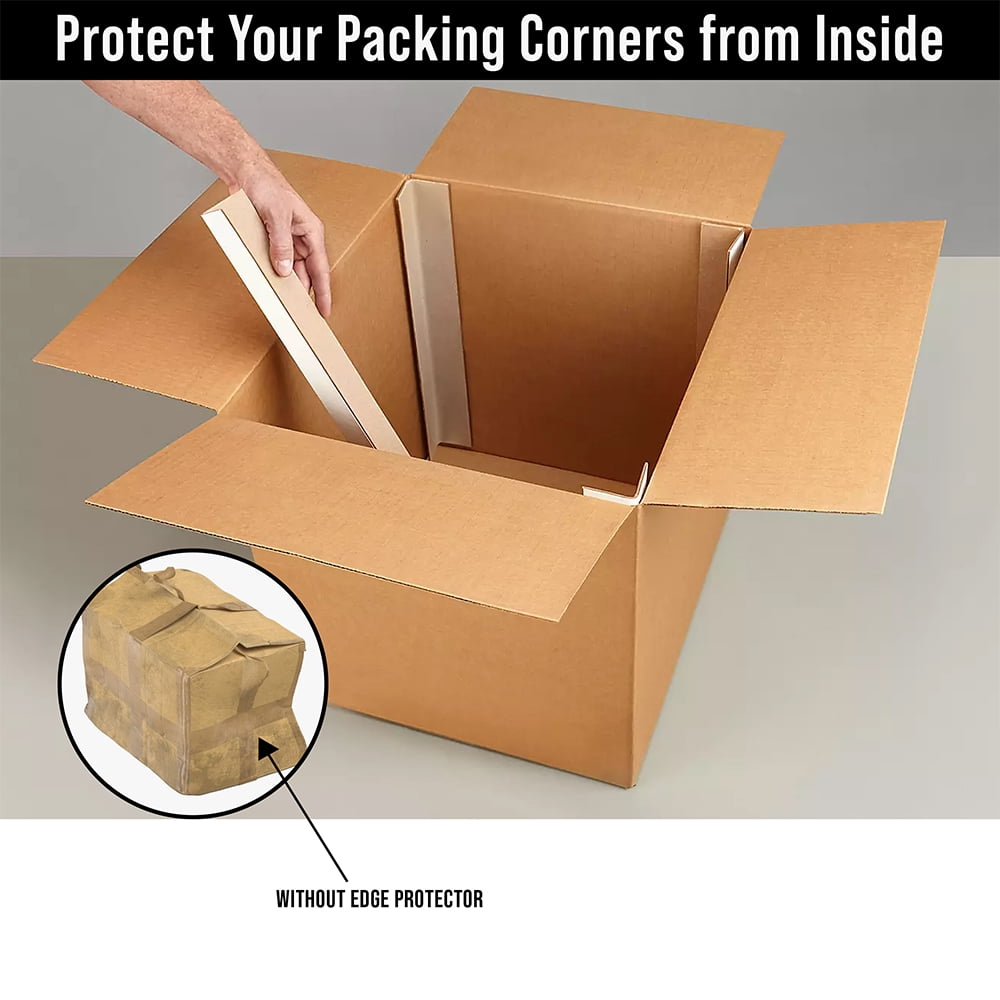 Cardboard Edge Protector 2 x 2 x 24, Pack of 100 V-Board Reinforced Cardboard Corners for Shipping White Kraft Corner Protectors