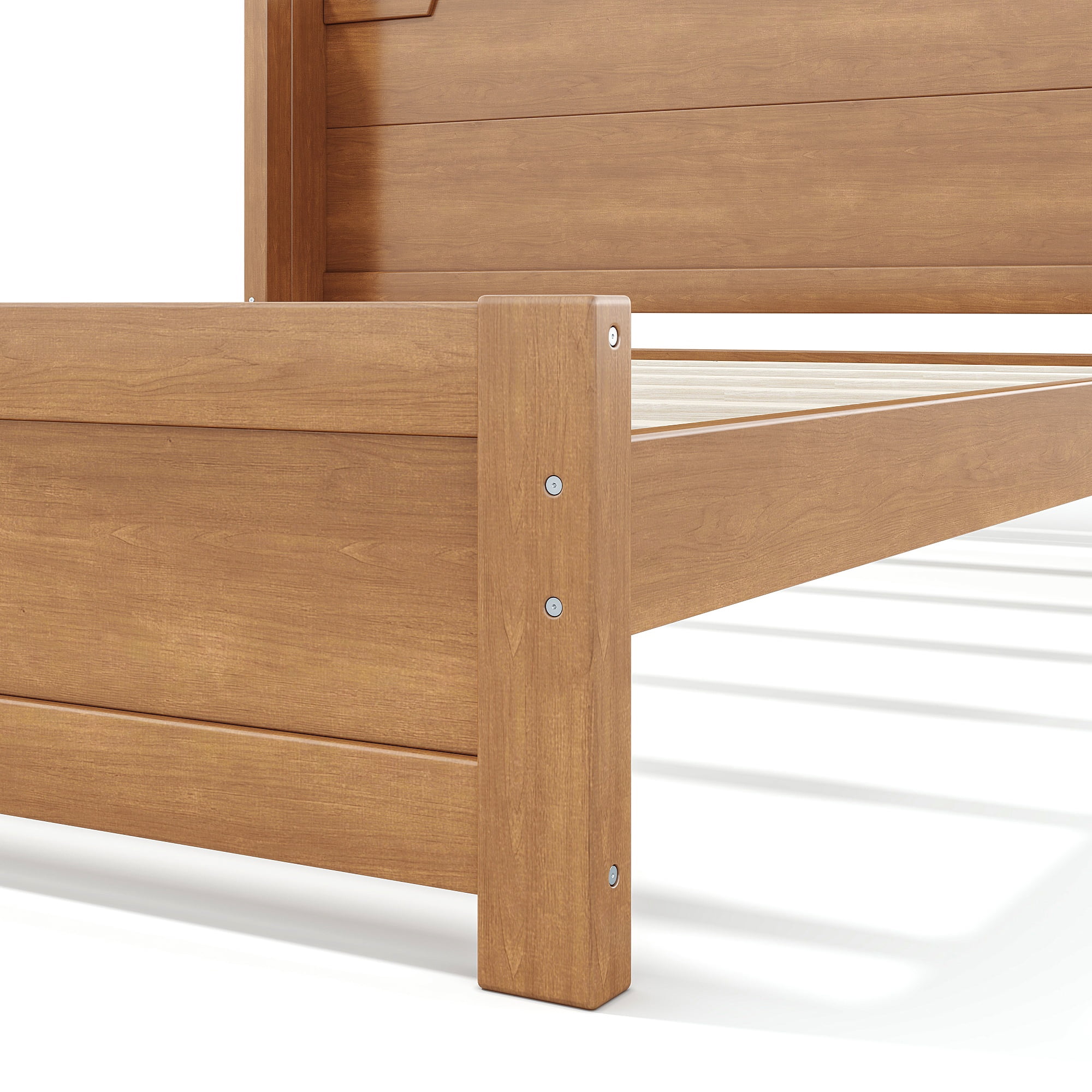 GARITIN Queen Solid Wood Platform Bed with Headboard, Natural Finish & Minimalist Design, Easy Assembly, No Box Spring Needed Traditional Wood Bed Frame, Natural