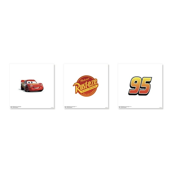 Gallery Pops Disney Pixar Cars 3 - Lightning McQueen Wall Art Bundle (3-Pack), Unframed Version, 12" x 12"