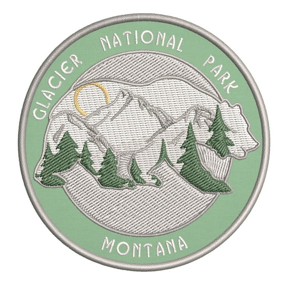 Wander Often! Glacier National Park, Montana 3.5 Inch Iron Or Sew On Embroidered Fabric Badge Patch Seek Adventure, National Park Iconic Series