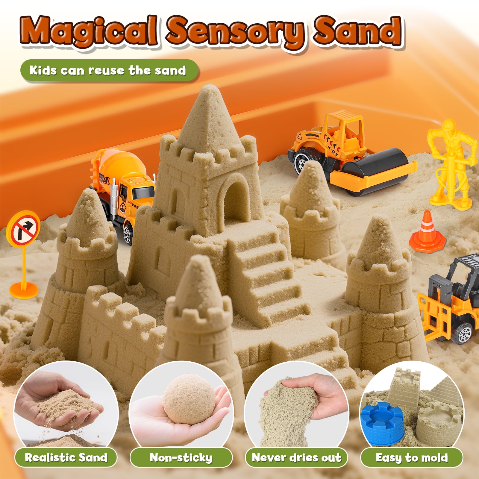 Sensory Table with Sands, Sand Table and Water Play Table Beach Toy for Kids, Indoor Outdoor Use, Sensory Toys for Toddler Age 3-5