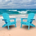 thumbnail image 2 of UHOMEPRO Folding Adirondack Chair Set of 4, Outdoor Weather Resistant Patio Lawn Chair, Wooden Fire Pit Chair for Outside Deck Garden Backyard Balcony, Patio Furniture Set Lounge Chairs, Blue, 2 of 7