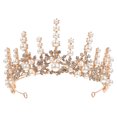 thumbnail image 1 of Handmade Wedding Tiara Bridal Pearl Rhinestone Inlaid Crown Hair Jewelry, 1 of 8