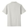 thumbnail image 3 of TANGQIOP Men'S T-Shirts Short Sleeve Stand Collar Solid Color Linen Tops Thin Loose Cotton Button Up Casual Quick Dry Breathable Beige L, 3 of 3