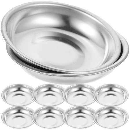 

BESTONZON 10pcs Seasoning Dishes Stainless Steel Sauce Dishes Dipping Bowl Sauce Dish Saucer Dishes