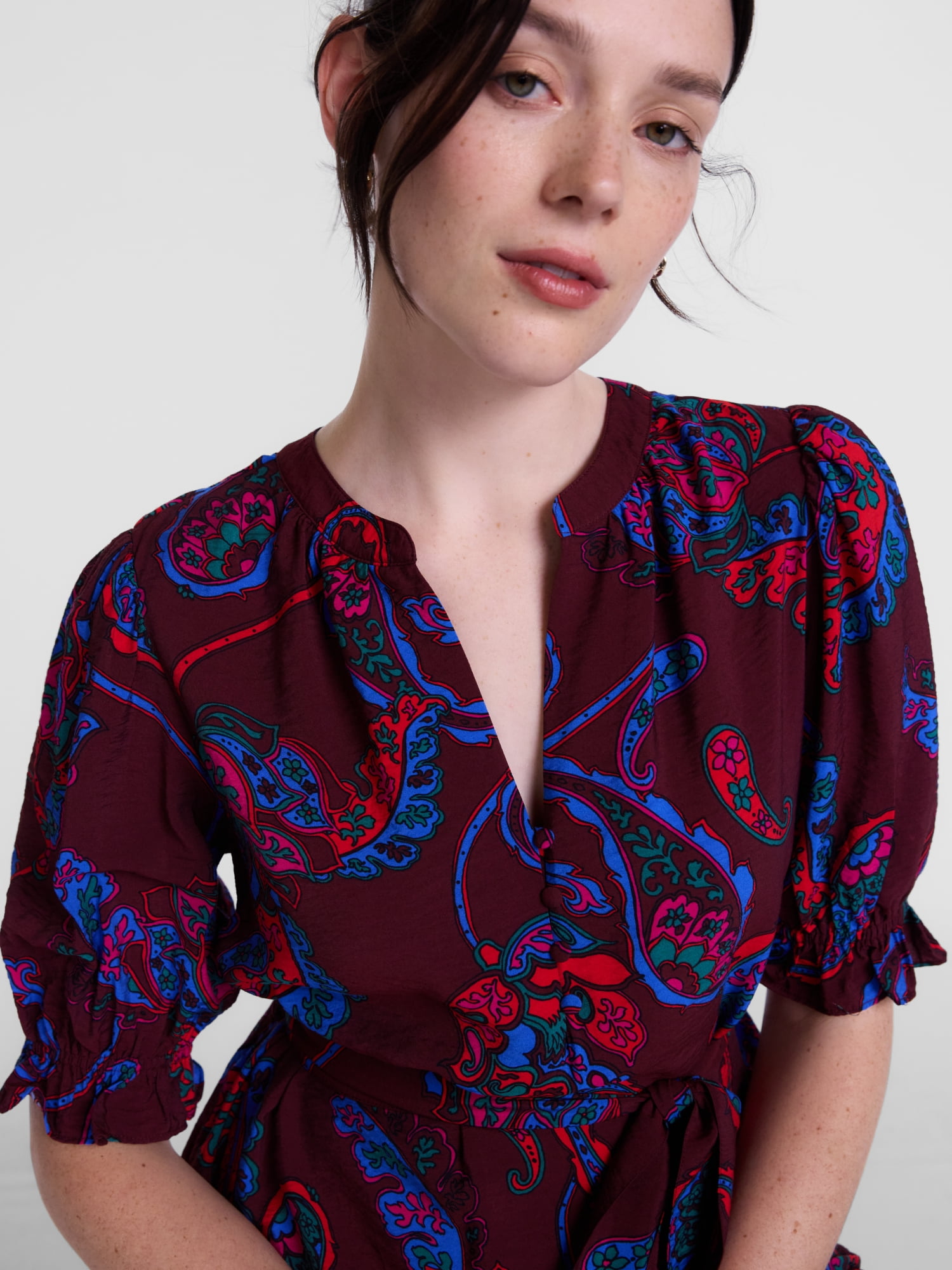 Scenario Women's and Women's Plus Tiered Midi Dress with Short Sleeves, Sizes XS-4X