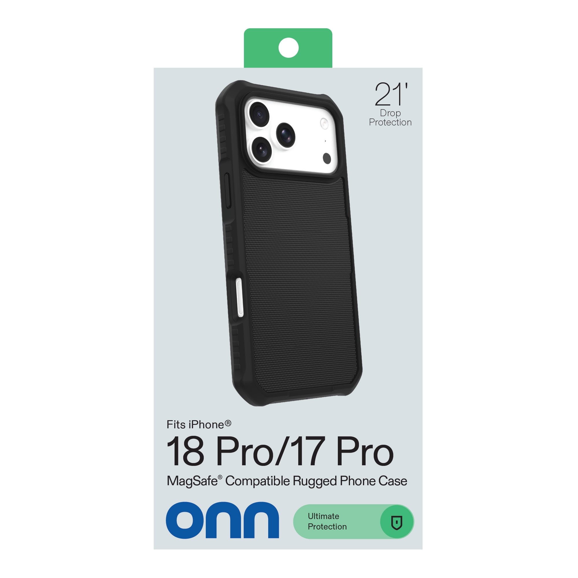 onn Rugged Phone Case for iPhone 18 Pro / 17 Pro, MagSafe Compatible - Black