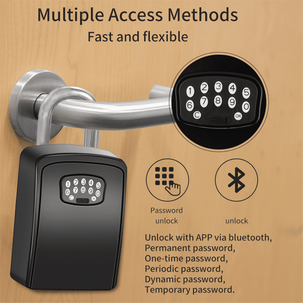TUYA Smart Key Box Bluetooth Storage Lock Box Smart Life App Wall Mount Security Anti-Theft Lockbox-Fingerprint