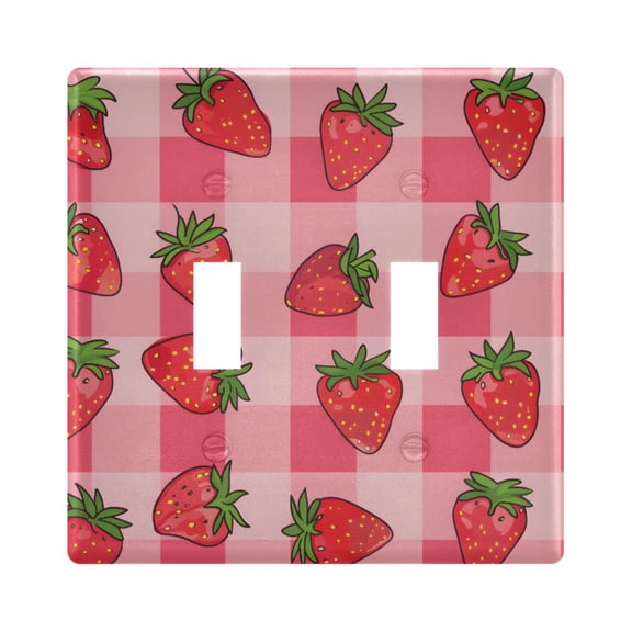 Strawberries Cartoon Light Switch Cover Electrical Outlet Cover Replaceable Wall Plates 2-Gang
