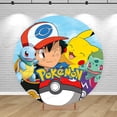 thumbnail image 4 of Fondo redondo para fiesta, tema de Pokémon, fondo para cumpleaños, cubierta elástica, decoración redonda para niños, bola amarilla para mascotas, Pikachu, accesorios, pancarta, 4 of 4