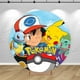 thumbnail image 5 of Fondo redondo para fiesta, tema de Pokémon, fondo para cumpleaños, cubierta elástica, decoración redonda para niños, bola amarilla para mascotas, Pikachu, accesorios, pancarta, 5 of 5