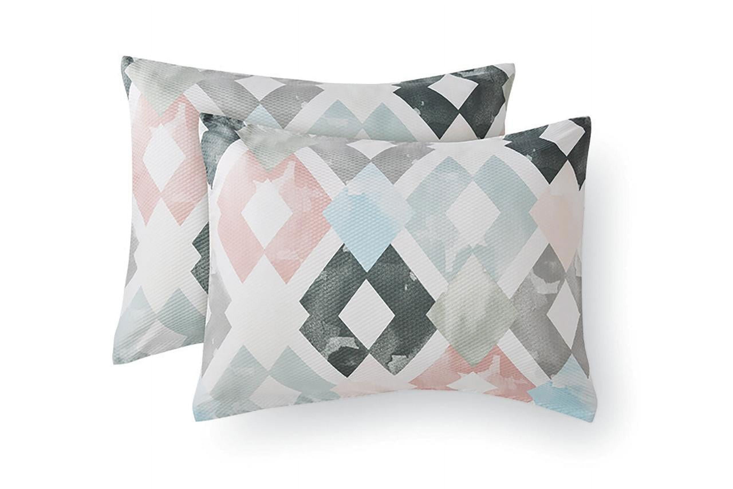 Mainstays Pink and Teal Diamond 10 Piece Bed in a Bag with 3 Dec Pillows, Full