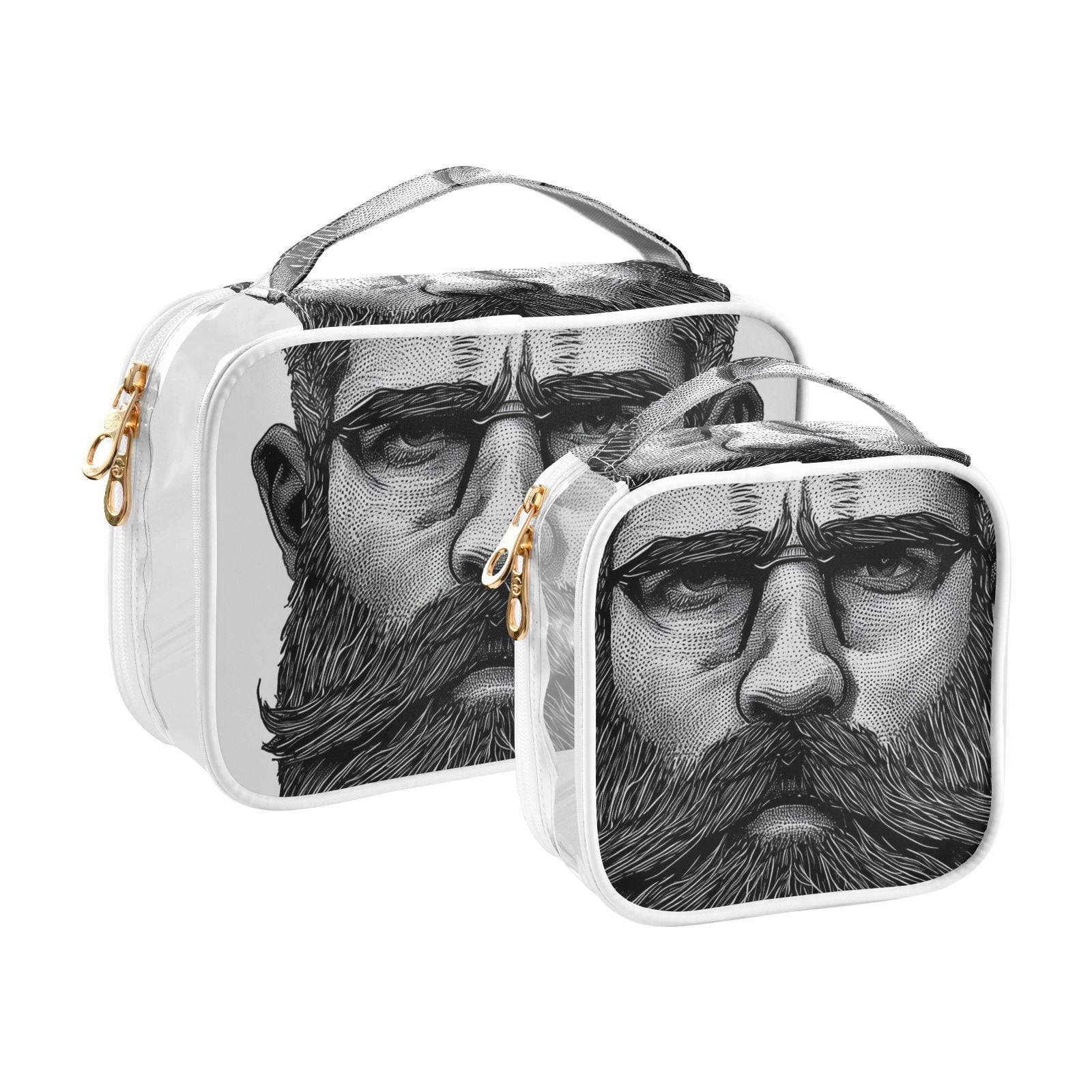 Clear Makeup Bags with Handle Large Opening 2 Pack Set Toiletry Bag Quart Size Bag, for Women Man Traveling Travel Essentials, Toiletries and Other. Beard