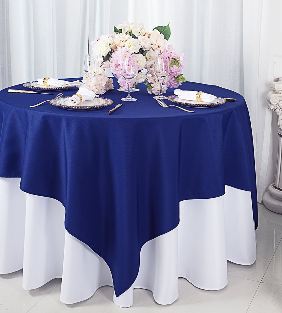 10 Navy Blue 54"x54" Rosette Rose Satin Table Overlays Tablecloths Event Wedding 