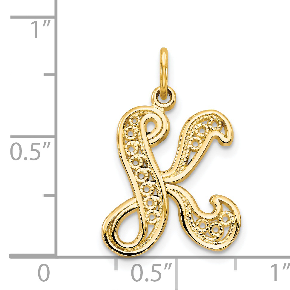 14k Yellow Gold Script Filigree Letter 