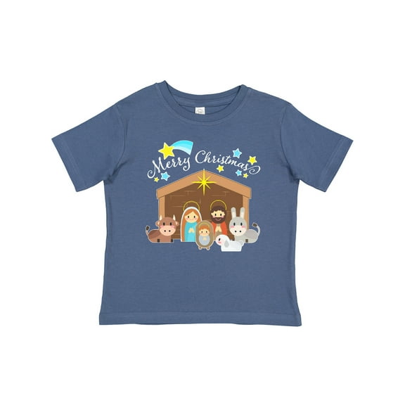 Inktastic Merry Christmas Cute Nativity Scene Boys or Girls Baby T-Shirt