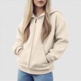 thumbnail image 2 of KPOPLK Kids Boy Zipper Hooded 1-9 Years Fall Solid Color Long Sleeve Zipper Jacket Top Winter Boy Outfit Clothes Beige Size 5-6 Years, 2 of 7