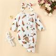 thumbnail image 4 of Otqutp Spring Clothing for Toddler Baby Girls Easter Outfit Romper Easter Long Sleeve Carrot Bunny Print Zip Up Bodysuit, 4 of 9