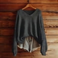 thumbnail image 2 of NMMUED Pull Over Sweaters Womens V Neck Sweater Women Sweater Tops for Women Knit Top Winter Sweaters for Women Long Sleeve Sweaters for Women Soft Sweaters for Women Black L, 2 of 3
