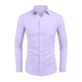 thumbnail image 4 of Dwelliawo Shirt for Men Casual Business Dress Shirts Fall Cotton Classic Fit Clothing Long Sleeve Button Down Shirt with Chest Pocket Purple 4XL, 4 of 4