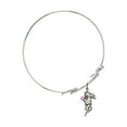 thumbnail image 2 of 8 inch Round Double Loop Bangle Bracelet w/ Guardian Angel medal charm w/ Rose Swarovski Crystal, 2 of 3