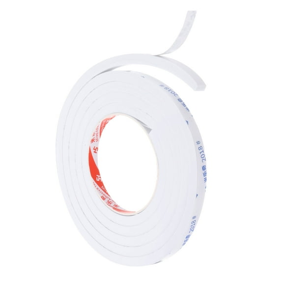 REGALWOVEN 2m/6.6ft Sealing Foam Tape 1cm Wide 10mm Thick Single Sided Weather Stripping Door Seal Strip White