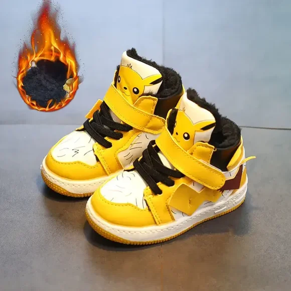 Pokemon Pikachu Casual Shoes Cartoon Anime Children Sport Shoes Boy Autumn Winter Leather Sneakers Anti-slip Kid Running Shoes