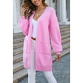 thumbnail image 4 of Long Sleeve Overcoat Sweater Open Front Cardigan Soft Knit for Women Pink Small, 4 of 5