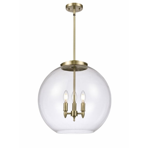 221-3S-AB-G122-18 Innovations Lighting Athens - 3 Light Pendant In Industrial Style-18.38 Inches Tall and 17.75 Inches Wide-Antique Brass Finish-Clear