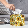 thumbnail image 4 of Leather Tissue Box Cover Square - Sunflowers Aesthetic Floral Waterproof Tissue Box Holder Paper Case Organizer Dispenser for Modern Home Office Room Home Bathroom Decor, 4 of 7
