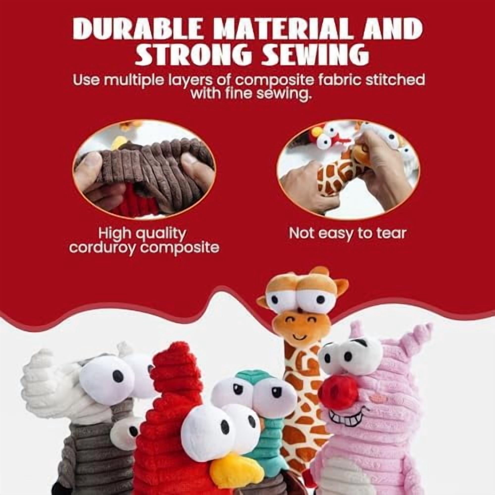 5-Pack Squeaky Dog Toys, Durable Stuffed Critter Zoo Dog Toys with Unique Squeak Sounds to Keep Dogs Busy, Puppy Toys for Small, Medium, and Large Dogs