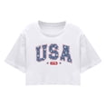 thumbnail image 4 of Patriotic Shirts 4th of July T Shirts for Women Letter Print Half Sleeve Summer Cropped Casual Independence Day Tops White XL, 4 of 4