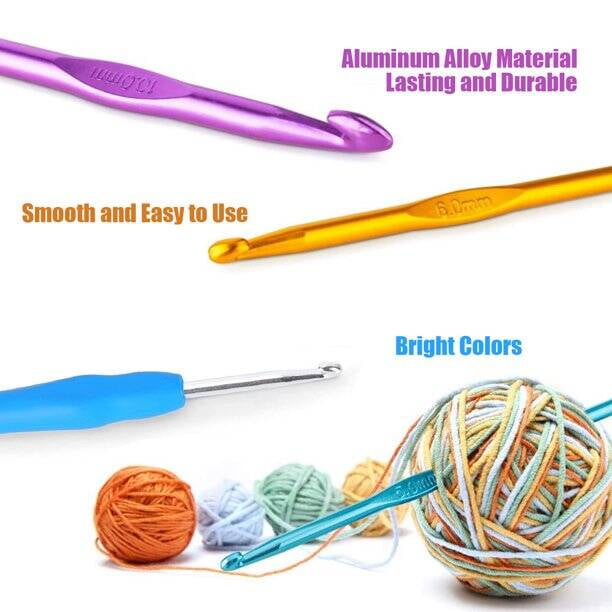 Zlulary 116 Pcs Crochet Hooks Sets, Ergonomic Crochet Hooks Kits with Storage Bag and Crochet Needle Accessories, DIY Crochet Needles Kit for