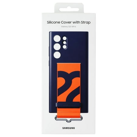 Samsung Silicone Cover with Strap for Samsung Galaxy S22 Ultra - Navy