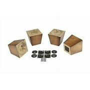 ProFurnitureParts Sandstone 4" Tall Square Tapered Wood Sofa Legs w/Anti-Skid Pads, Leg Plates Included Set of 4
