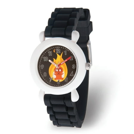 Incredibles Dashiell Parr Boys' White Plastic Time Teacher Watch,Black Silicone Strap