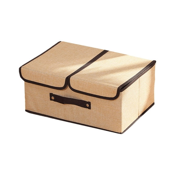 Holiday Clearance! PRETXORVE Clothes Storage, Clothes Storage Box, Storage Boxes with Double Lids and Handles- Foldable Linen Storage Bins Organizer Clothes Baskets Rectangu with Removable Divider
