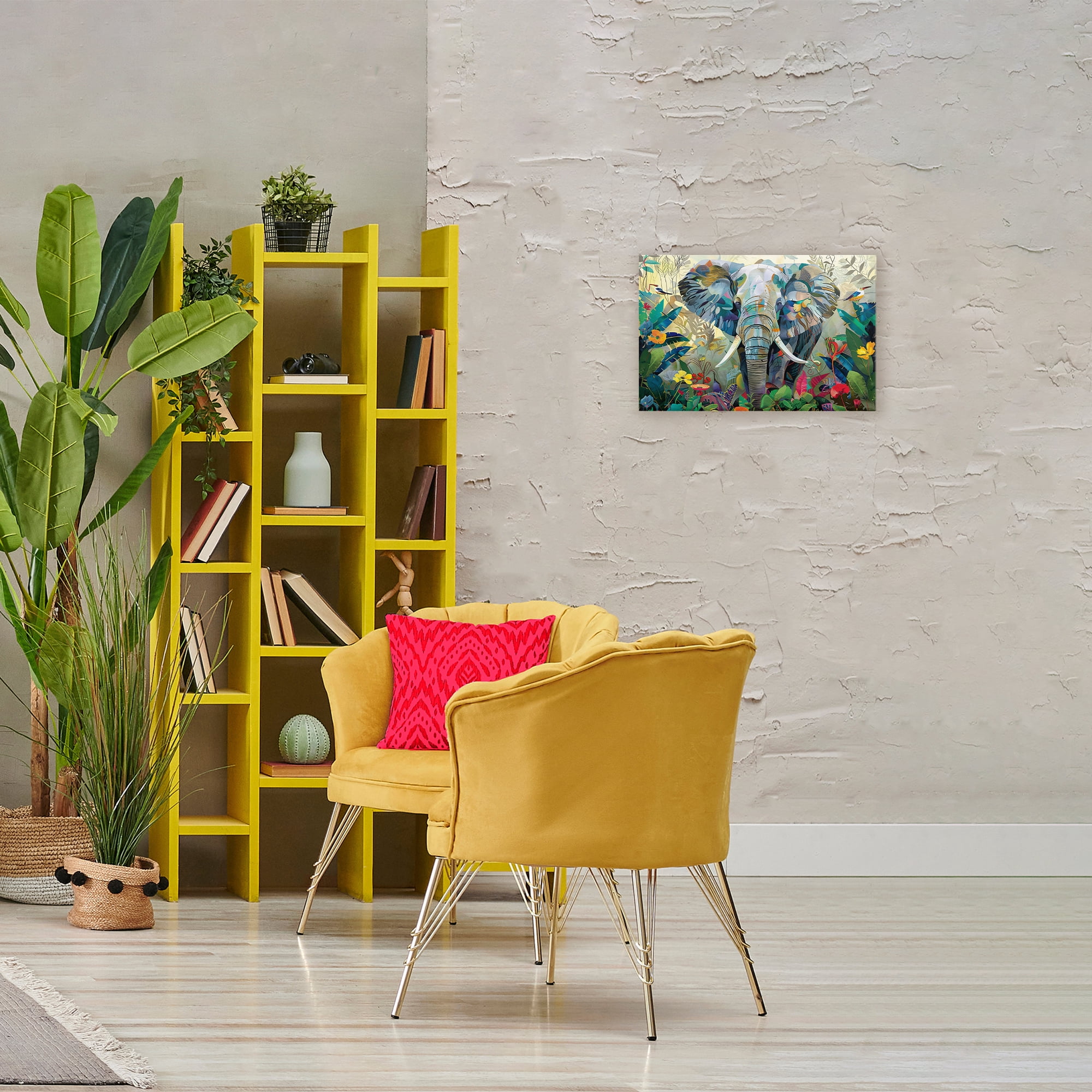 Stupell Industries Elephant's Realm in Tropical Bloom Canvas Wall Art, design by Lazar Studio