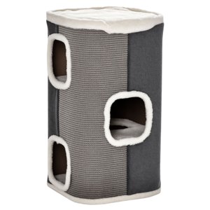 Grey 4-Story Cat House Condo with Sisal Scratching Post - Indoor Cat Tower, 16" x 16" x 29" - Cozy Resting & Play Area for Cats Up to 10lbs