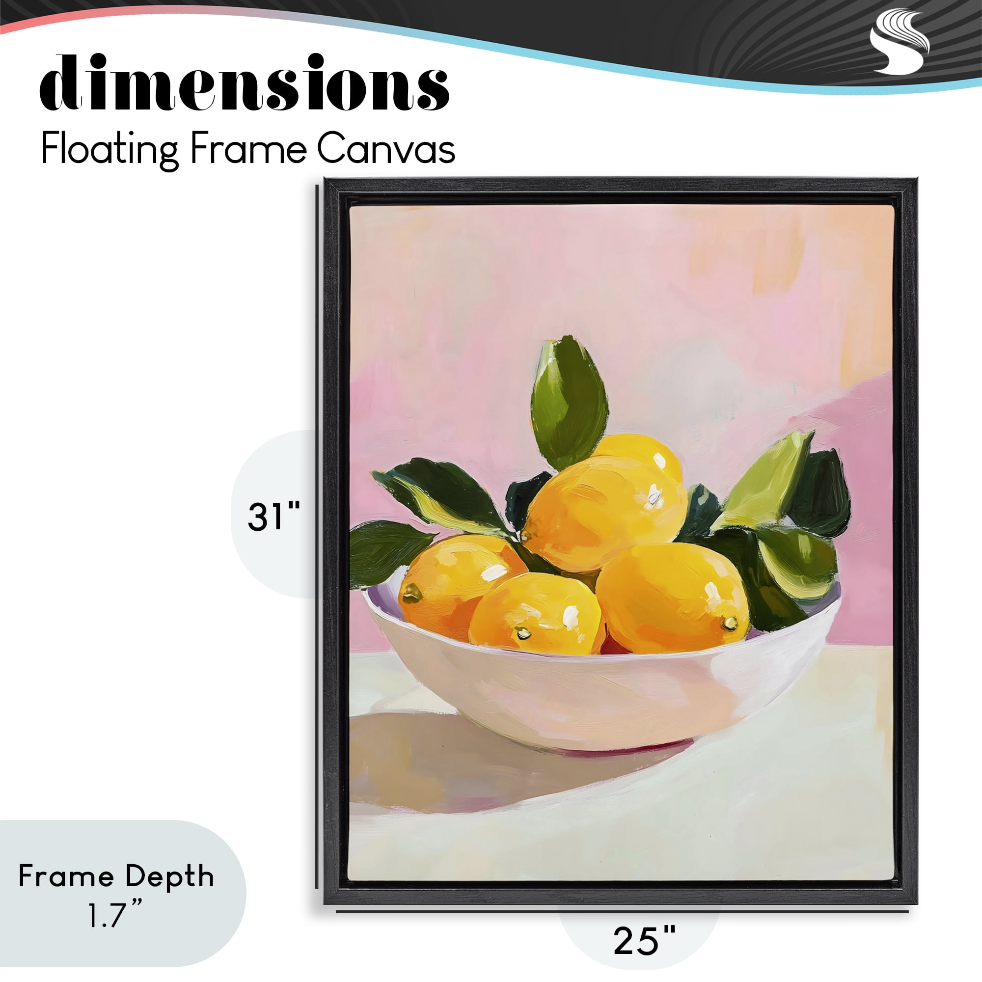 Stupell Industries Bowl of Lemons in Sunlight Black Framed Floater Canvas Wall Art, design by The Prints Vibe