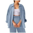thumbnail image 1 of Conjunto casual de dos piezas para mujer con blusa ancha y pantalones elásticos - Tallas S-XL, 1 of 5