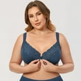 thumbnail image 3 of CHOK Women‘s Front Closure Bras Plus Size Lace Full Coverage Underwire Unlined Bra, 3 of 7