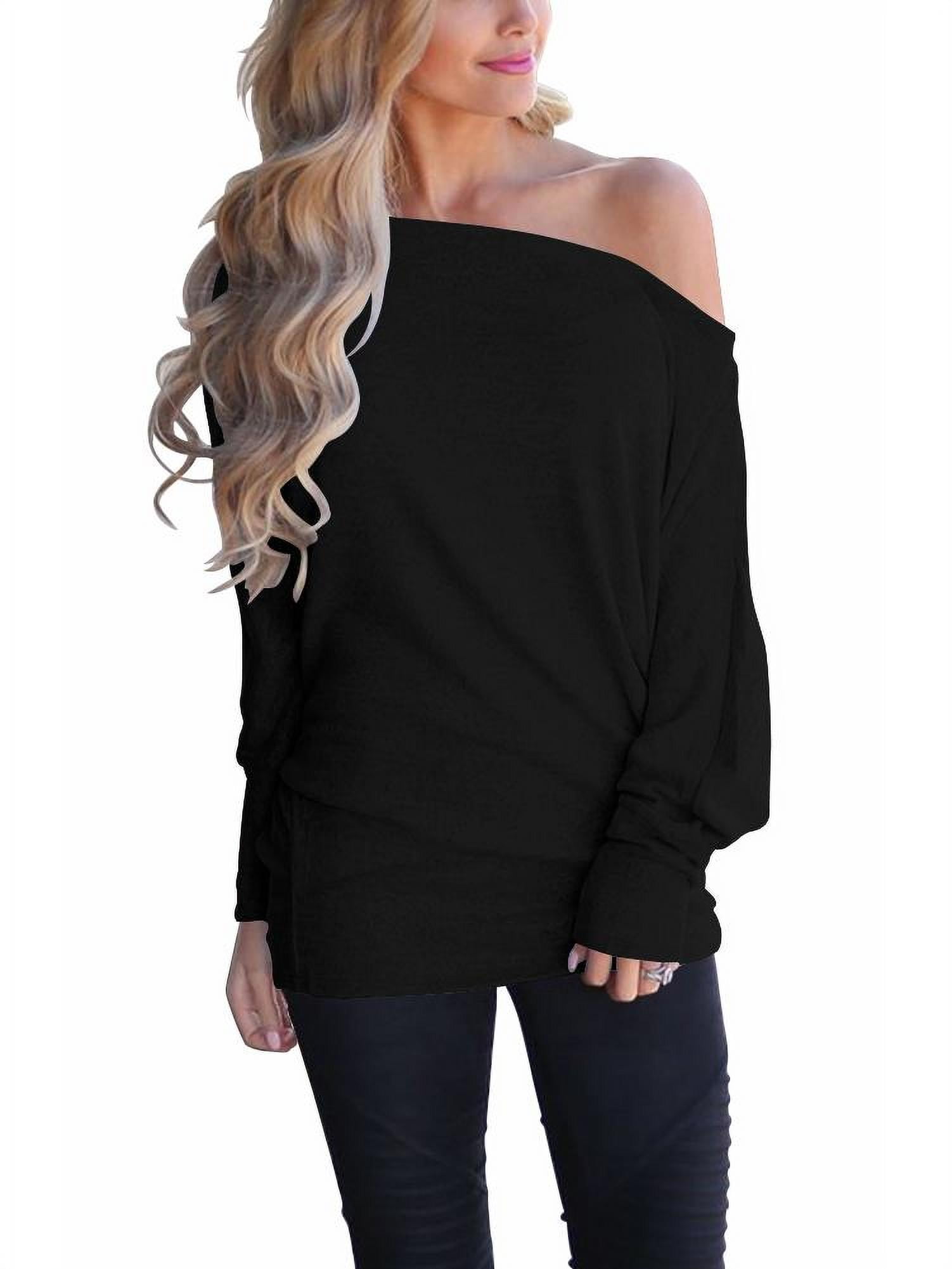 Womens Off Shoulder Top Rhinestones Love Pullover Sweatshirt Slouchy Tops Long Sleeve Shirts Loose Sweater Tunics 